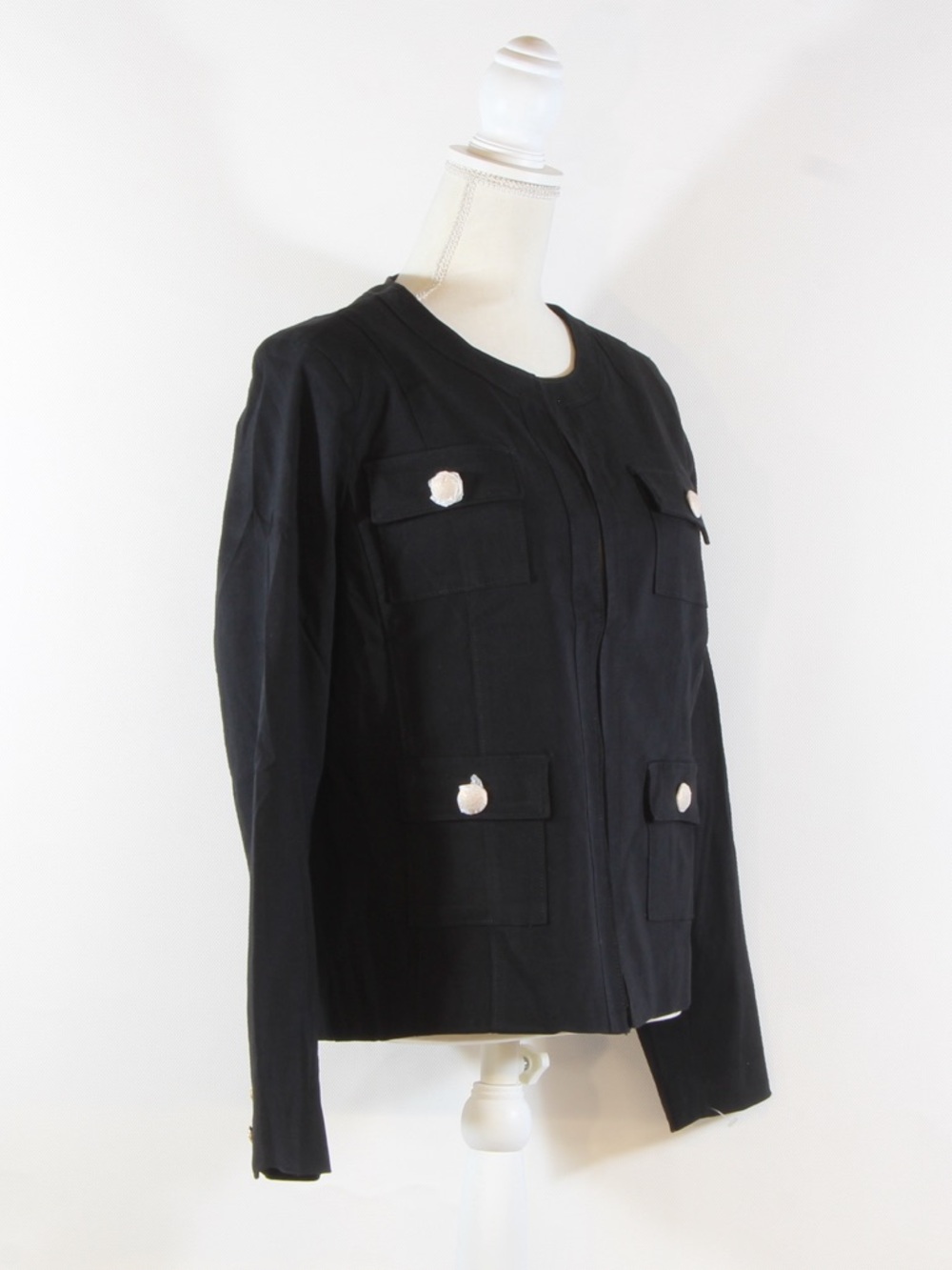 Chadwicks Women's Black Collarless Pocket Blazer w/Gold Buttons - Picture 5 of 5